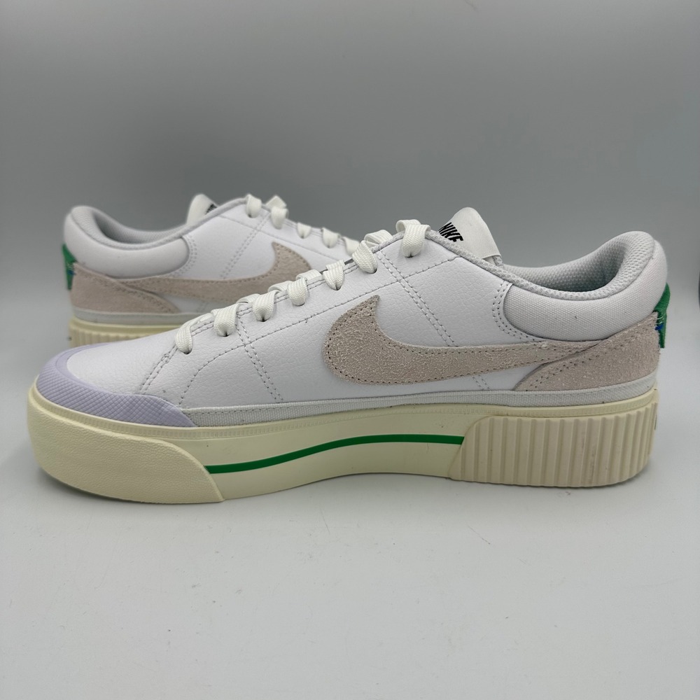 Nike Court Legacy Lift Platform White Green Suede Swoosh Women 9.5 Streetwear - Picture 6 of 11